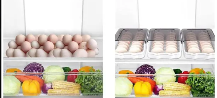 High Quality Auto Scrolling Egg Storage Holder Kitchen Egg Holder Refrigerator Egg Organizer with Lid